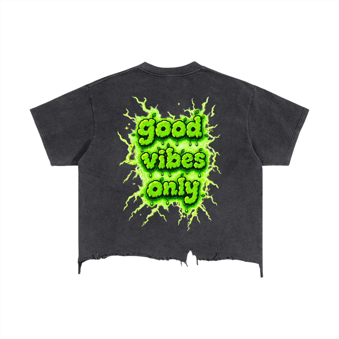 ZOOTZ Vintage Wash Boxy Distressed Hem Retro T-Shirt