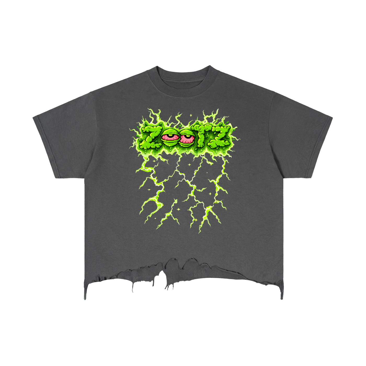 ZOOTZ Vintage Wash Boxy Distressed Hem Retro T-Shirt